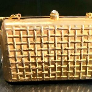 Gold Plated Clutch with Long Strap